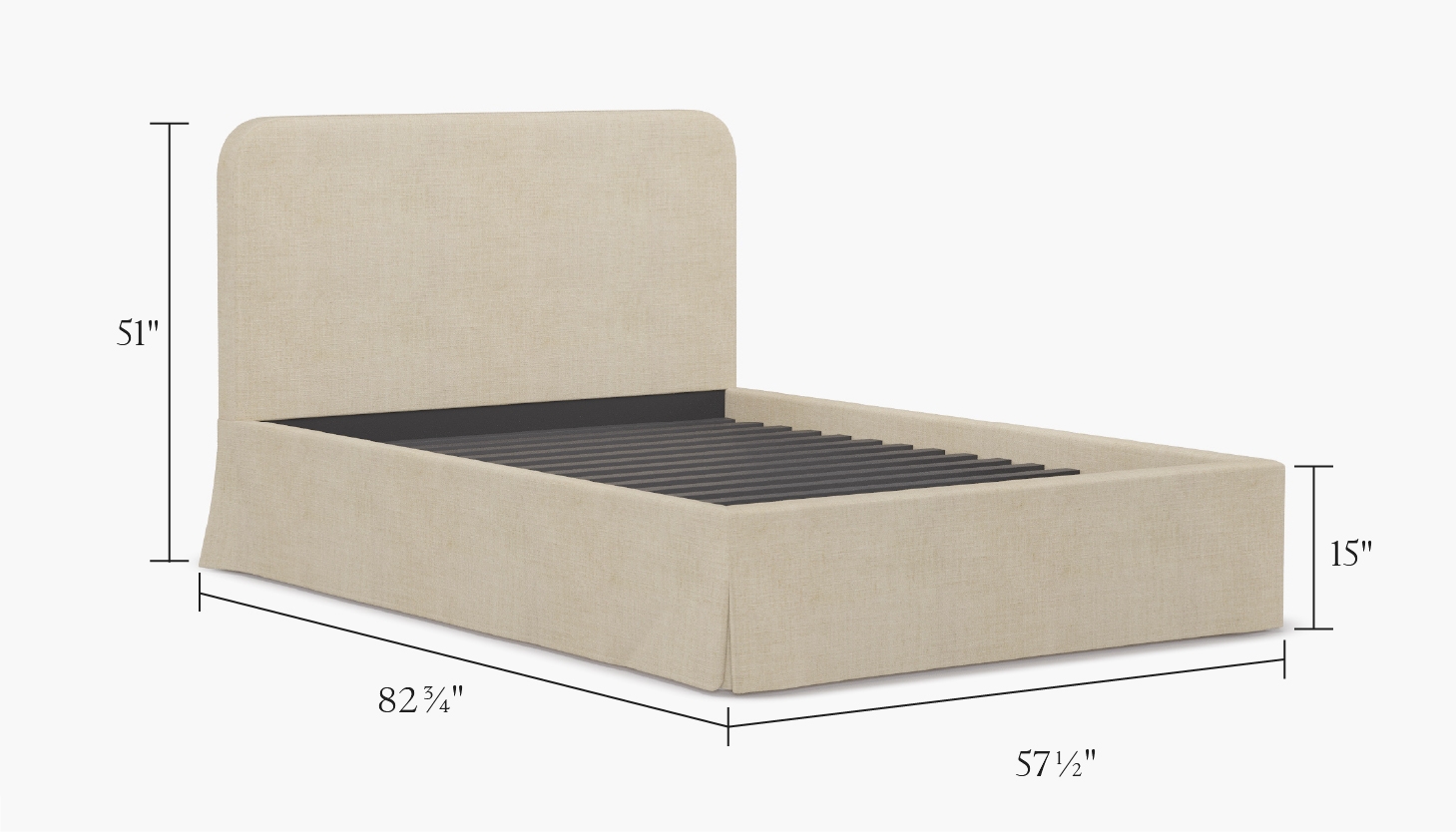 Skirted Platform Bed, White Cinque Terra, Full - Image 2