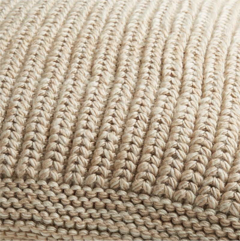 Ginger Beige Wool Blend 23''x23 Fisherman Knit Throw Pillow Cover - Image 5