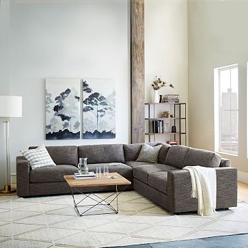 Urban Sectional Set 08: Left Arm 2 Seater Sofa, Corner, Right Arm 3 Seater Sofa, Poly, Performance Washed Canvas, White, Concealed Supports - Image 3