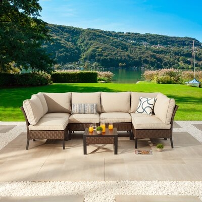Ajai 7 Piece Sectional Seating Group with Cushions - Image 0