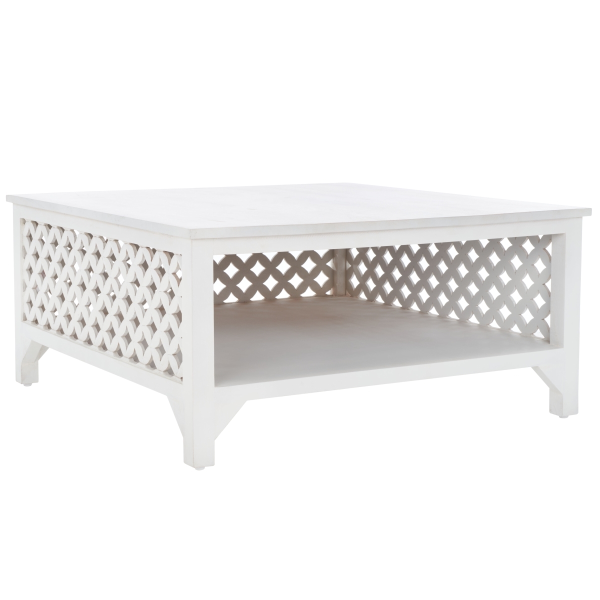 Squall Square 1 Shelf Coffee Table - White Washed - Safavieh - Image 6