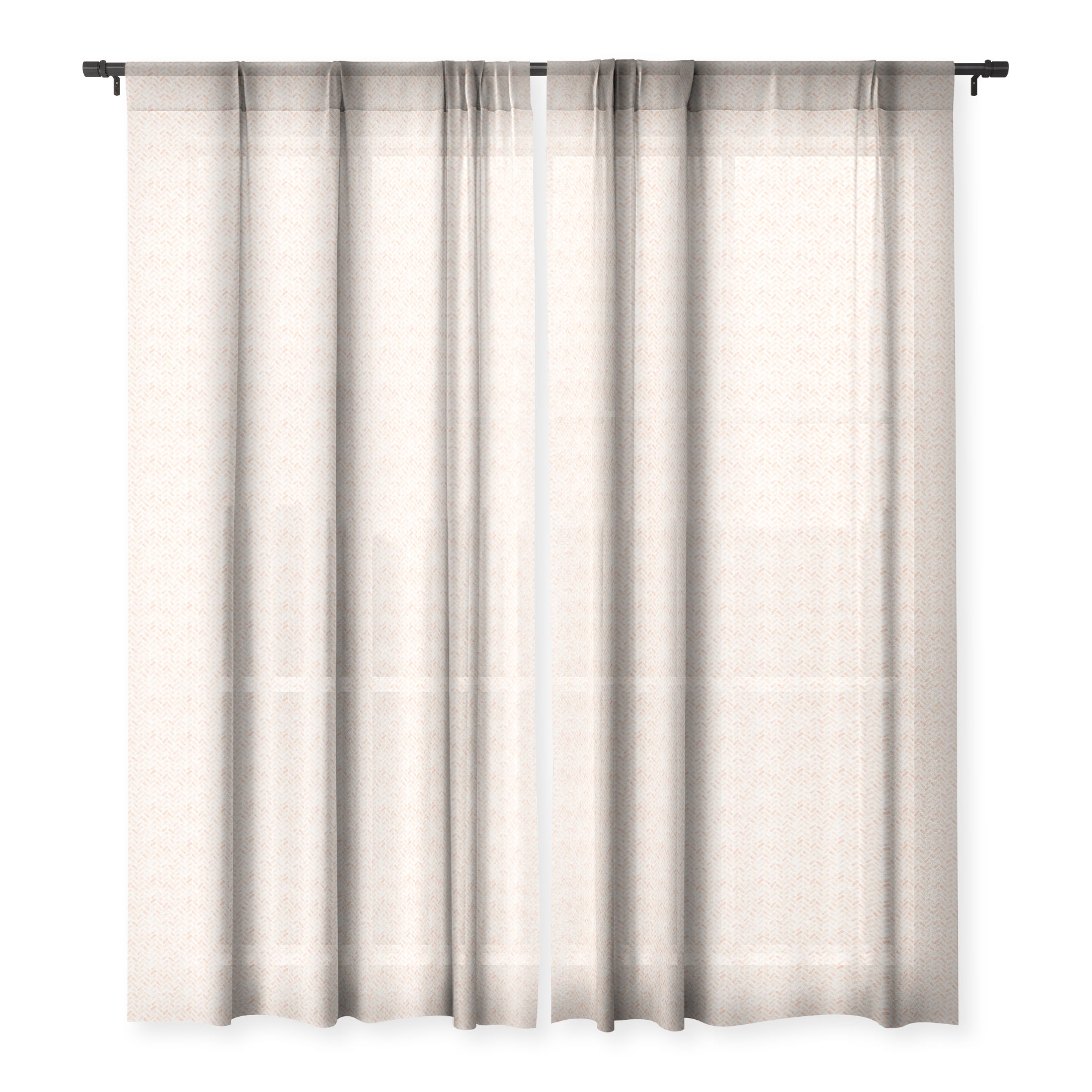 Arcadia Herringbone In Blush by Little Arrow Design Co - Sheer Window Curtain 50" x 108" - Image 0