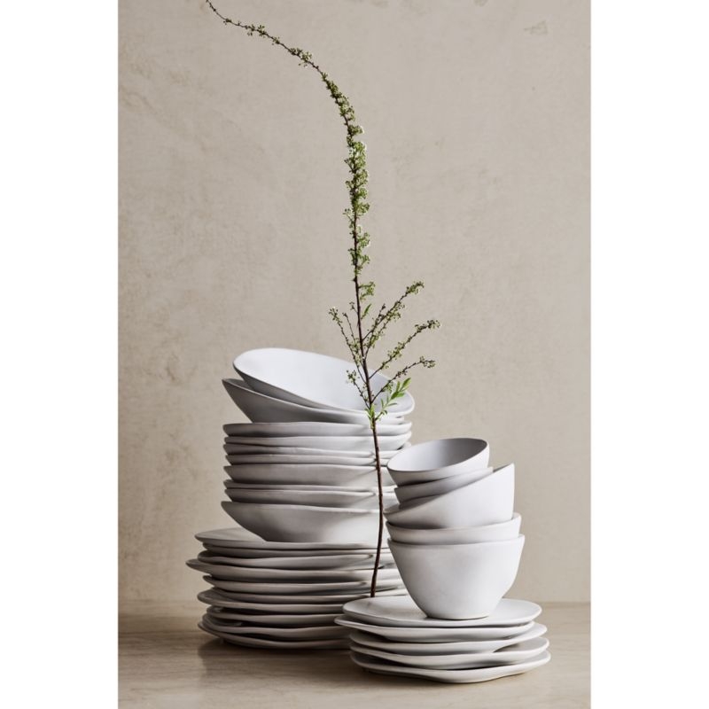 Petals White Stoneware Dinner Plate by Laura Kim - Image 2