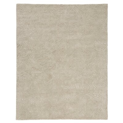 Abstract Hand Tufted Wool/Silk Beige Area Rug - Image 0