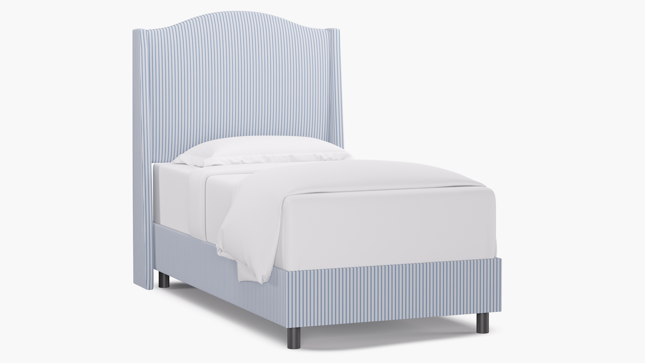 Classic Wingback Bed, Cornflower Classic Ticking Stripe, Twin - Image 0