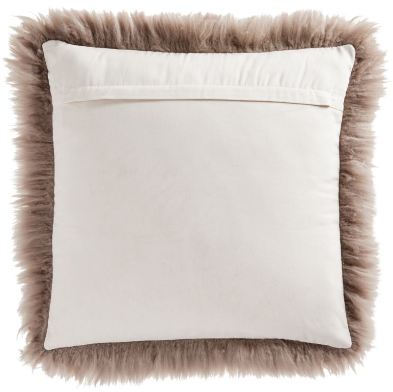 20" Brown Icelandic Sheepskin Pillow with Feather-Down Insert - Image 3