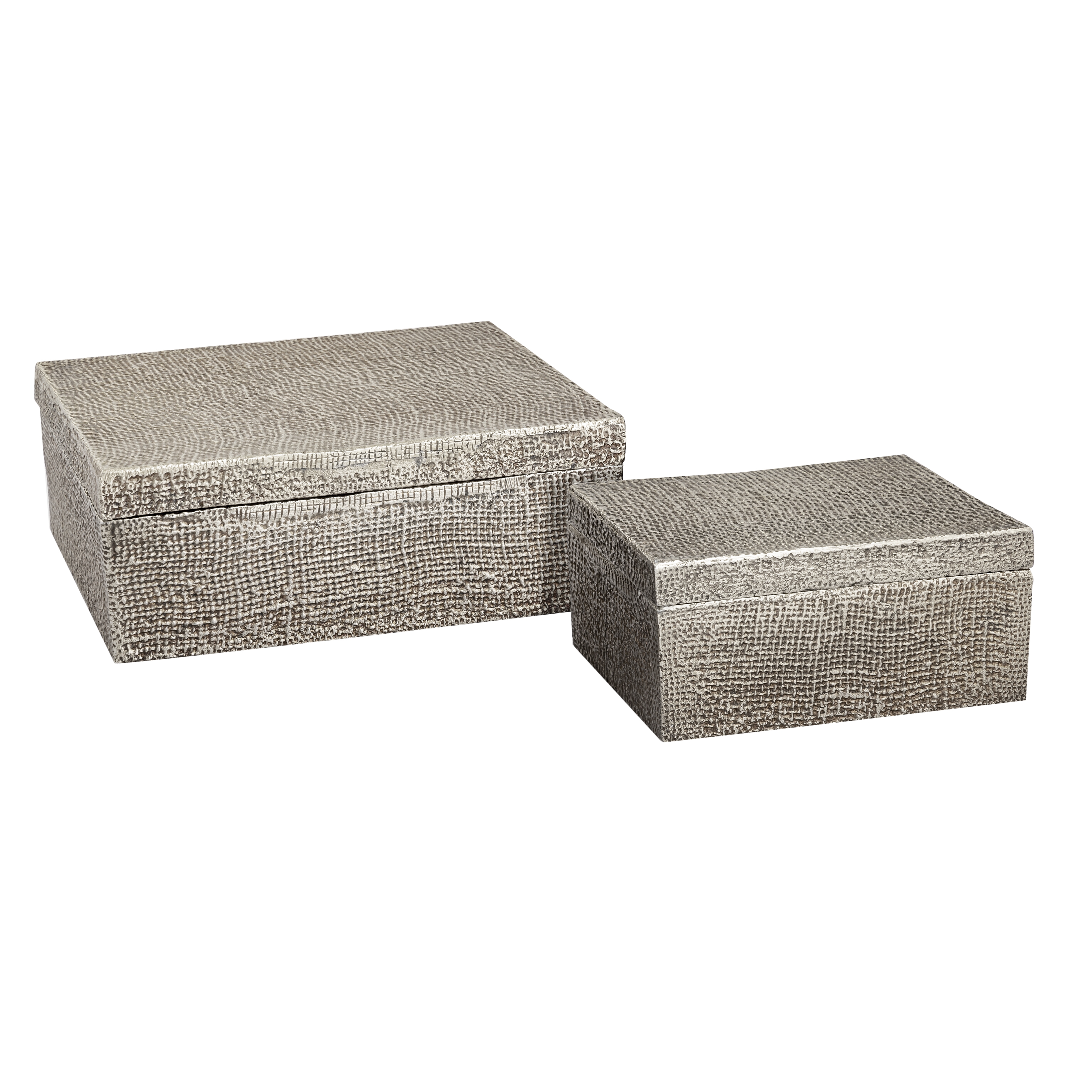 Square Linen Texture Box - Small Nickel - Image 1