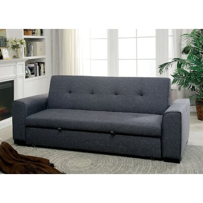 Convertible Linen-Like Fabric Upholstered Sofa In Gray - Image 0