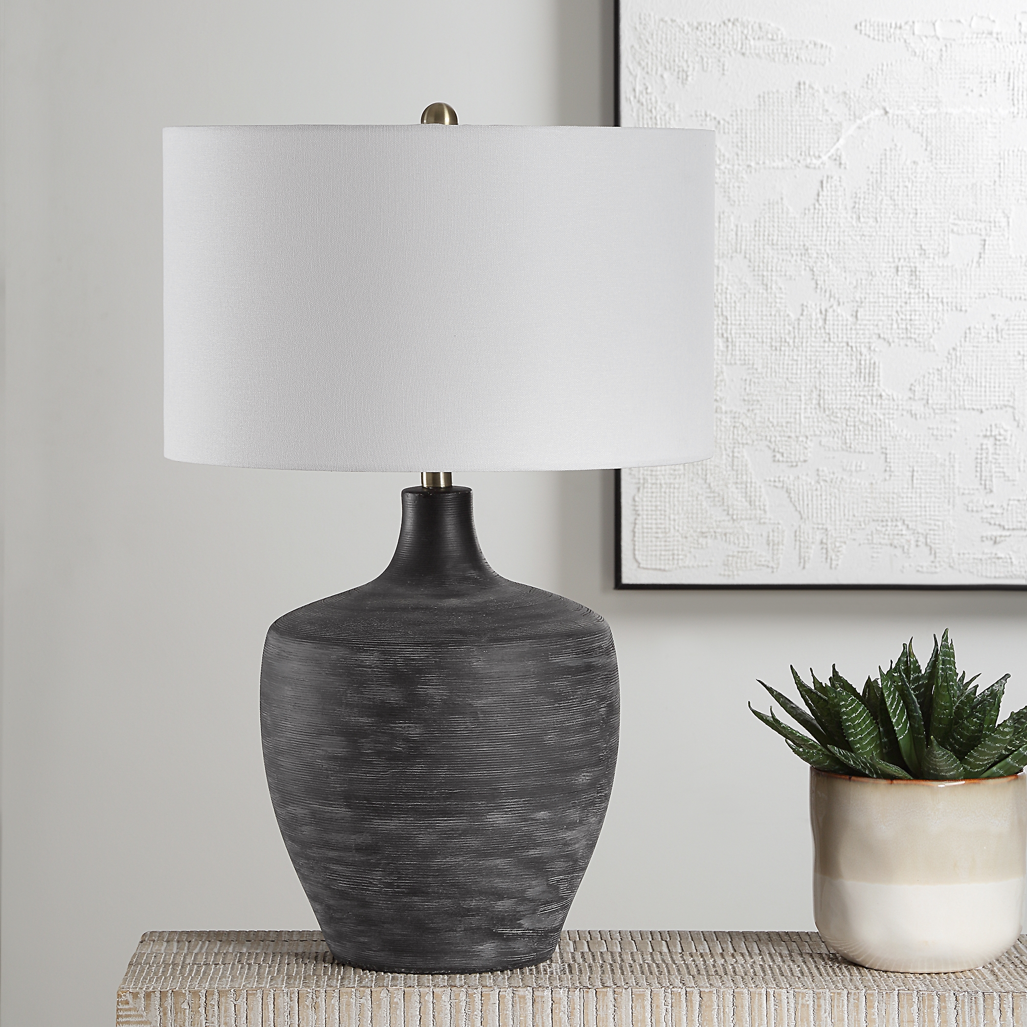 Graphite Ribbed Table Lamp - Image 2