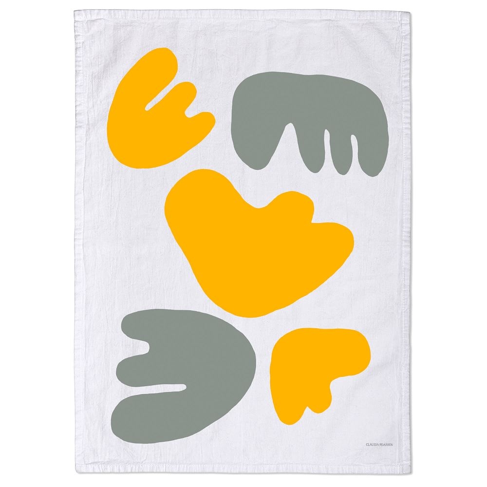 100 percent Deluxe Cotton and Screen Print Tea Towel Yellow - Image 0