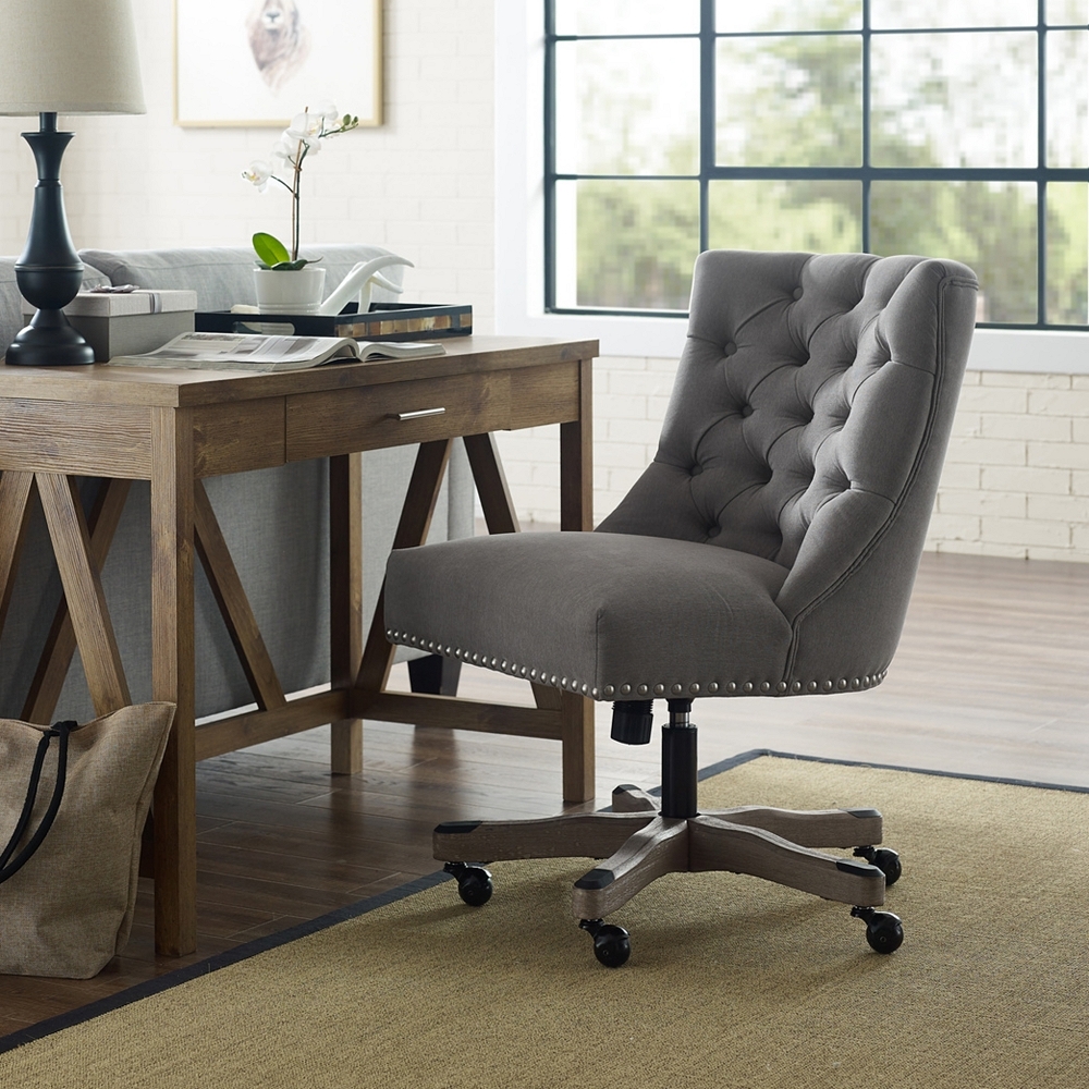 Empress Gray Tufted Adjustable Swivel Office Chair - Style # 93M35 - Image 0
