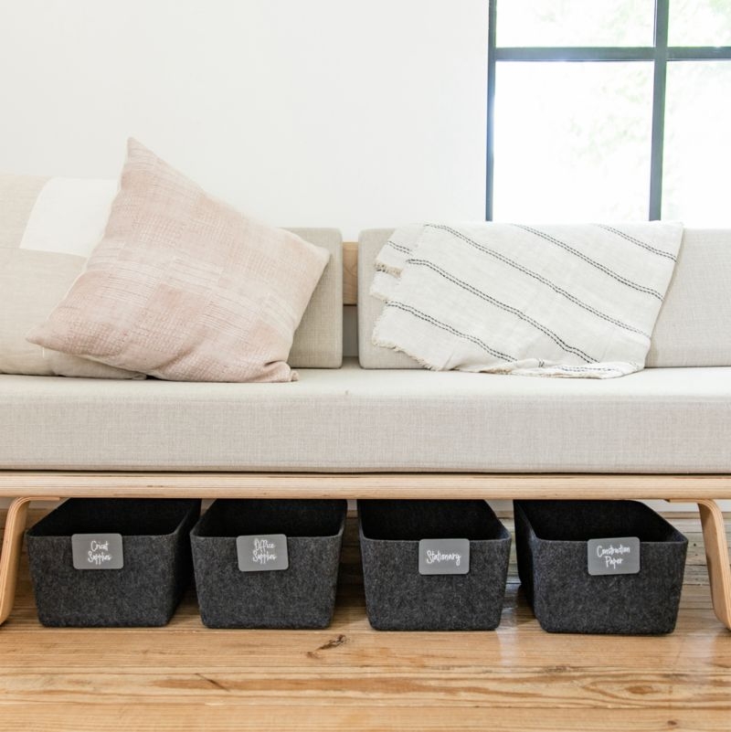 Sortjoy Wide Carbon Sculpted Storage Bin, Set of 3 - Image 1