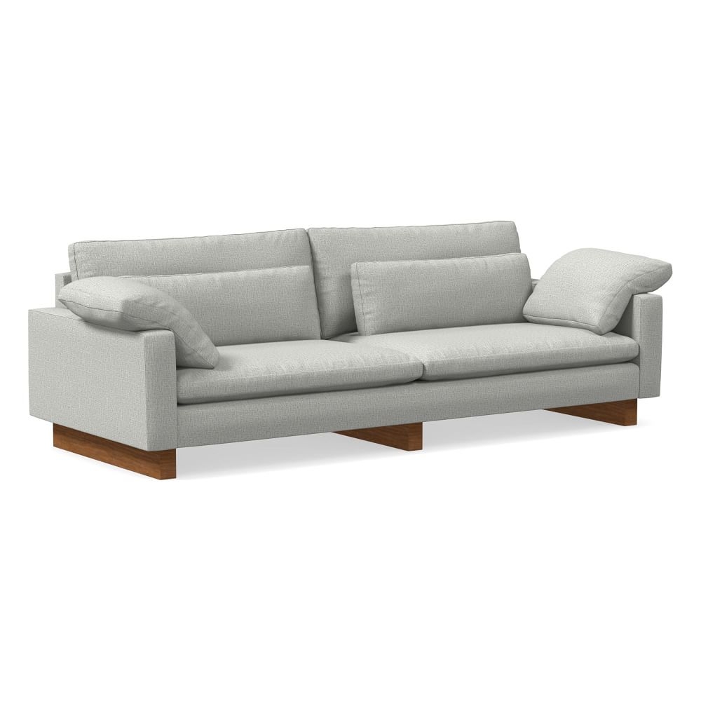 Harmony 104" Multi-Seat Sofa, Standard Depth, Deco Weave, Pearl Gray, Dark Walnut - Image 0