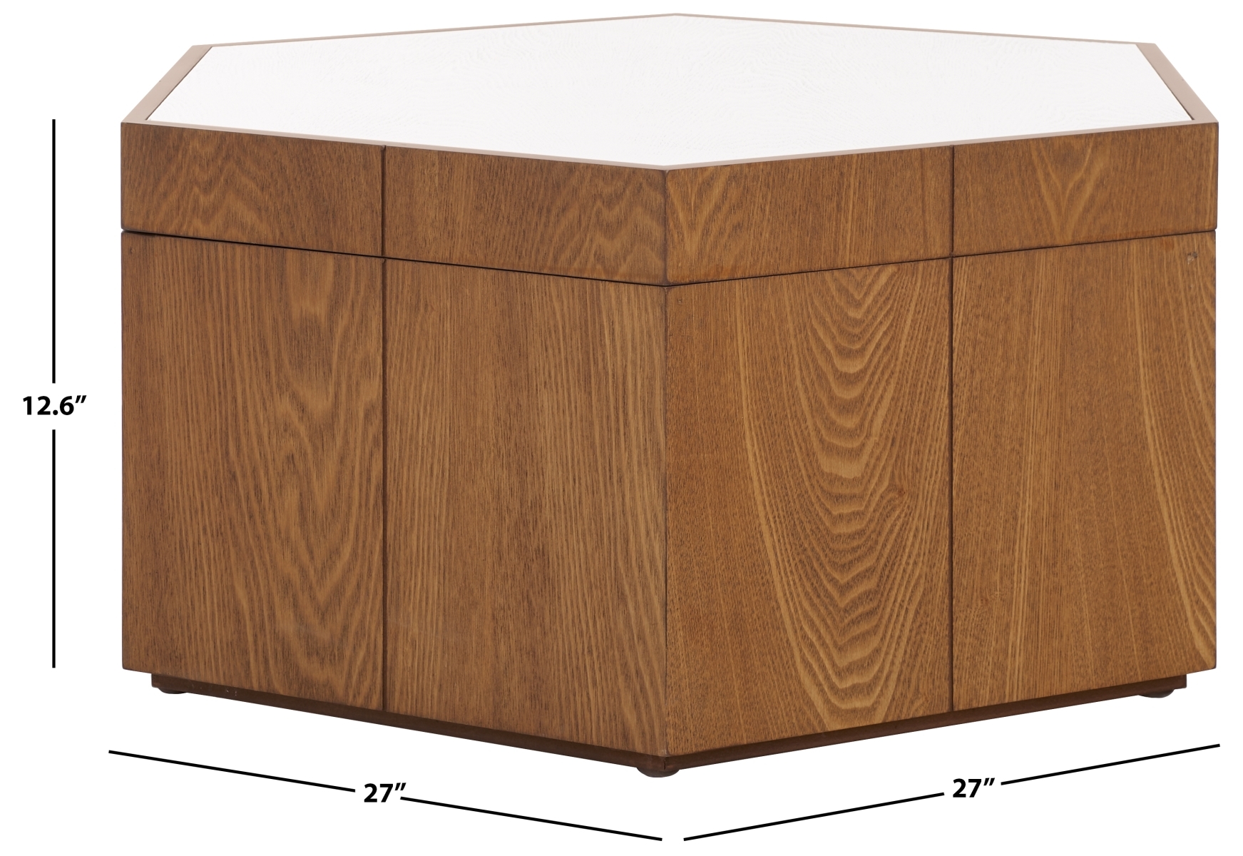 Rafaela Hexagon Coffee Table - Natural Brown / White - Safavieh - Image 8