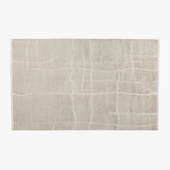 Hogan Hand-Knotted Silver Grey Viscose Area Rug 5'x8' - Image 0