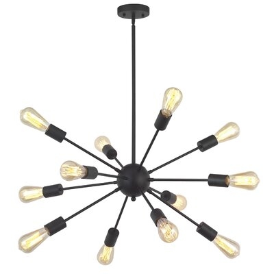 George Oliver Sputnik Chandelier Matte Black 12 Lights Pendant Lighting - Image 0