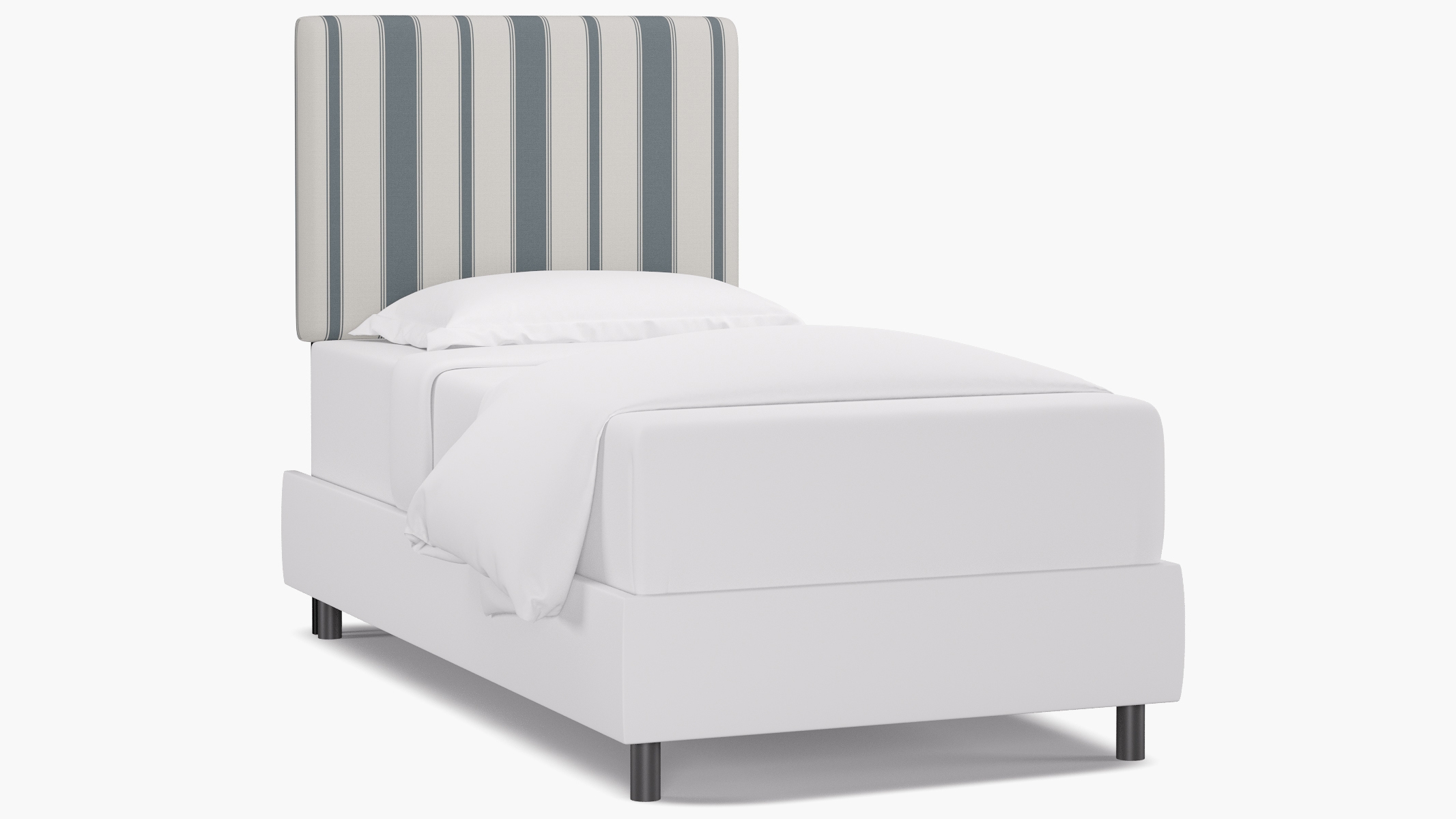 Square Back Headboard, French Blue Clarence Stripe, Twin - Image 0