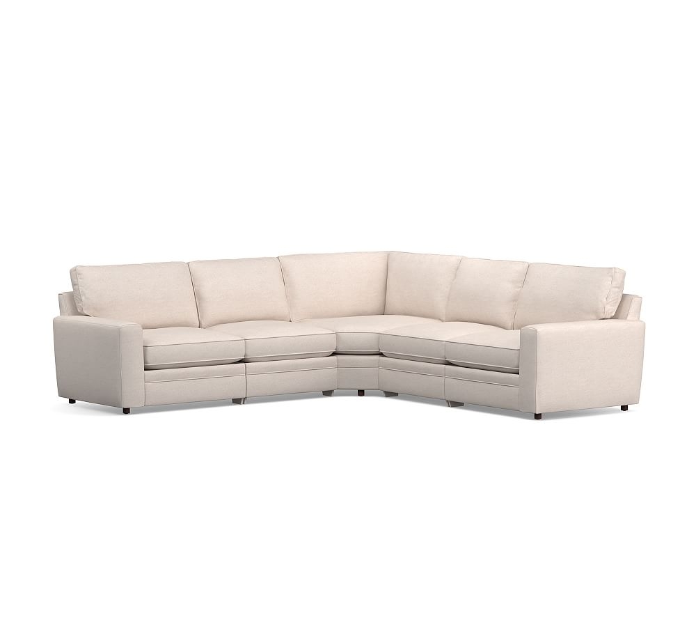 Pearce Square Arm Upholstered 5-Piece Reclining Sectional, Down Blend Wrapped Cushions, Jumbo Basketweave Oatmeal - Image 0