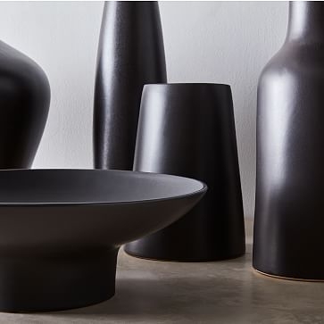 Pure Black Ceramic Vase, Bead - Image 2