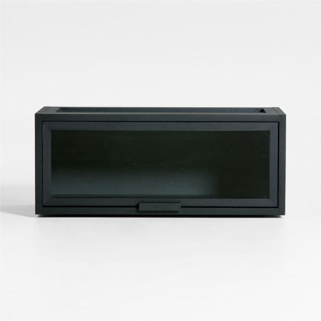 Calypso Black Wood Modular Single Glass-Door Storage Component - Image 0