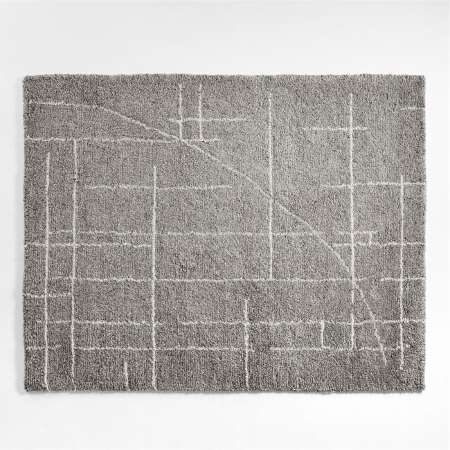 Rivinias Grey Shag Abstract Area Rug 8'x10' - Image 0