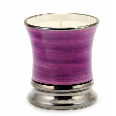 Deruta Candles: Deluxe Precious Cup Candle ~ Coloris Viola Design ~ Pure Platinum Rim - Positano Lemon - Image 0