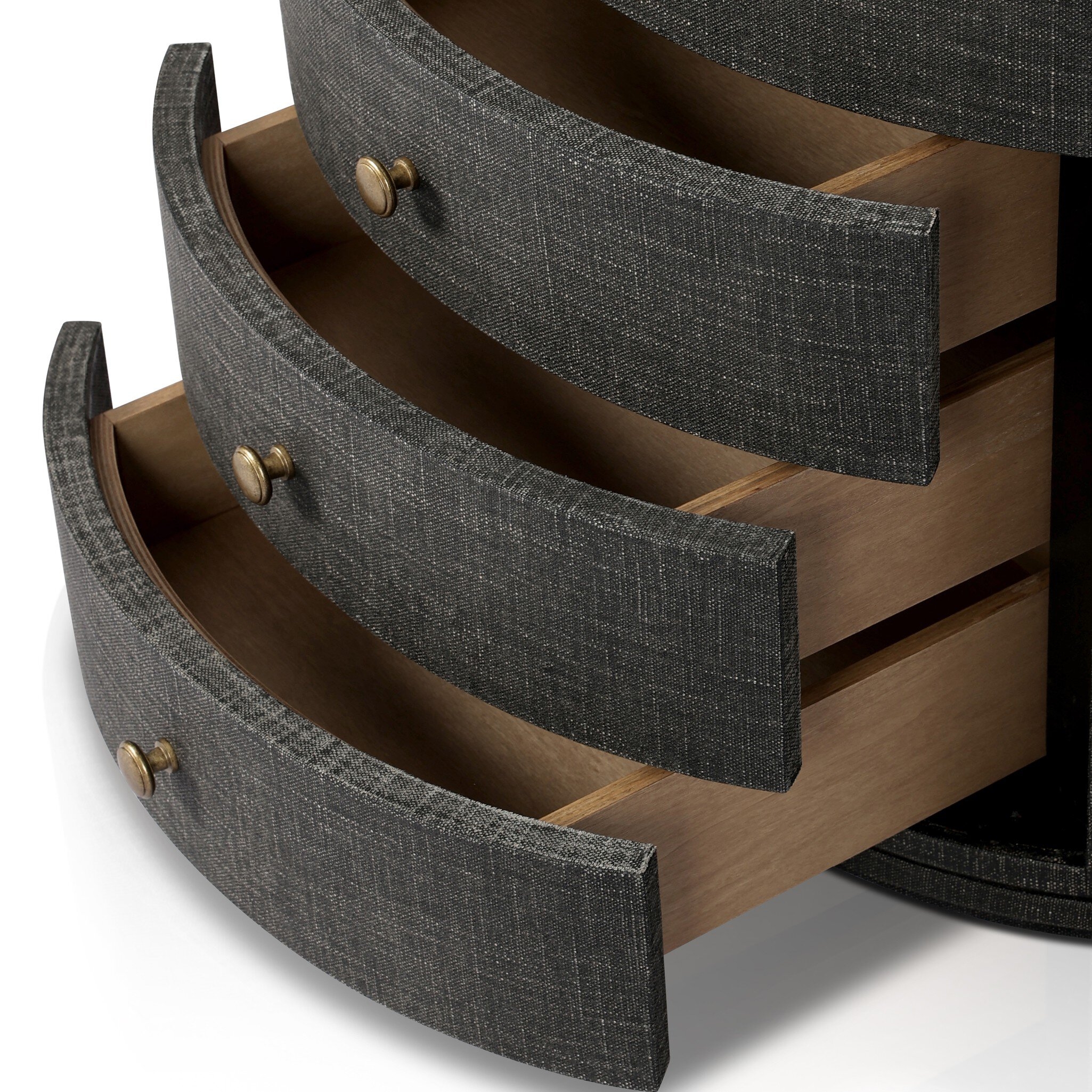 Amelia Oval Nightstand - Black Linen - Image 6