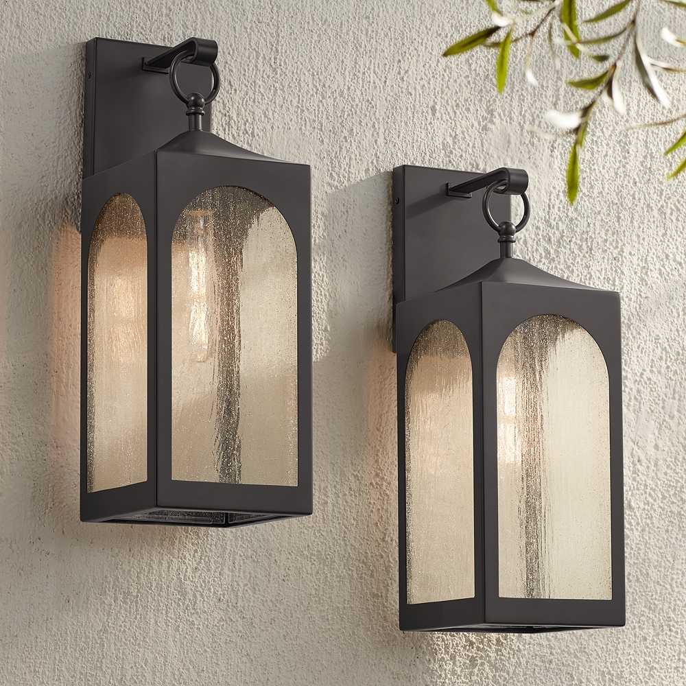 Possini Euro Tyne 20.5" Bronze Lantern Outdoor Wall Lights Set of 2 - Image 0