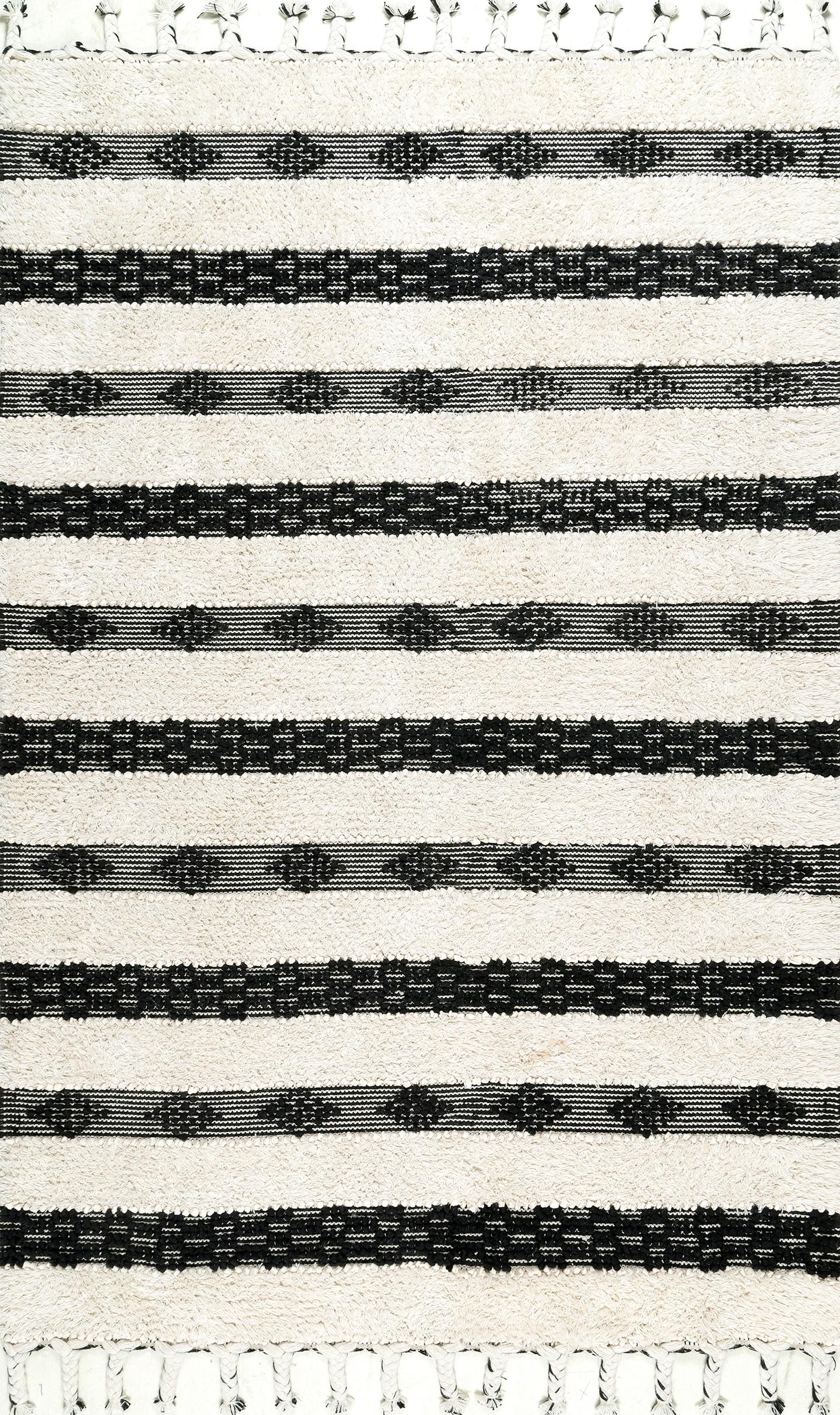 Handmade Striped Delia Shag Area Rug - Image 1