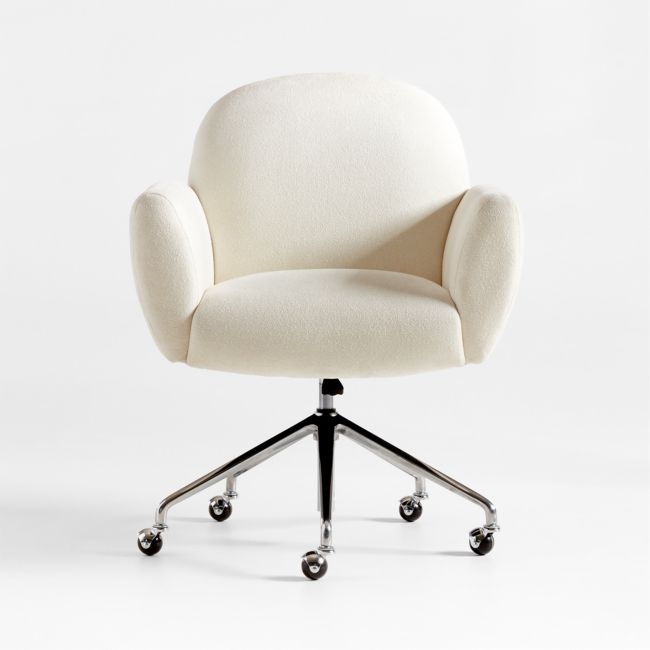 Imogen Ivory Upholstered Office Chair with Casters - Image 0