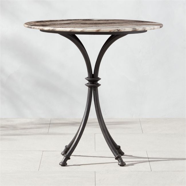 Canova Metal Outdoor Bistro Table with Marble Top 30" - Image 0