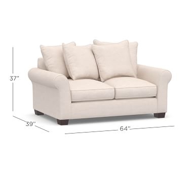 PB Comfort Roll Arm Upholstered Grand Sofa 92", Box Edge, Down Blend Wrapped Cushions, Performance Brushed Basketweave Chambray - Image 3