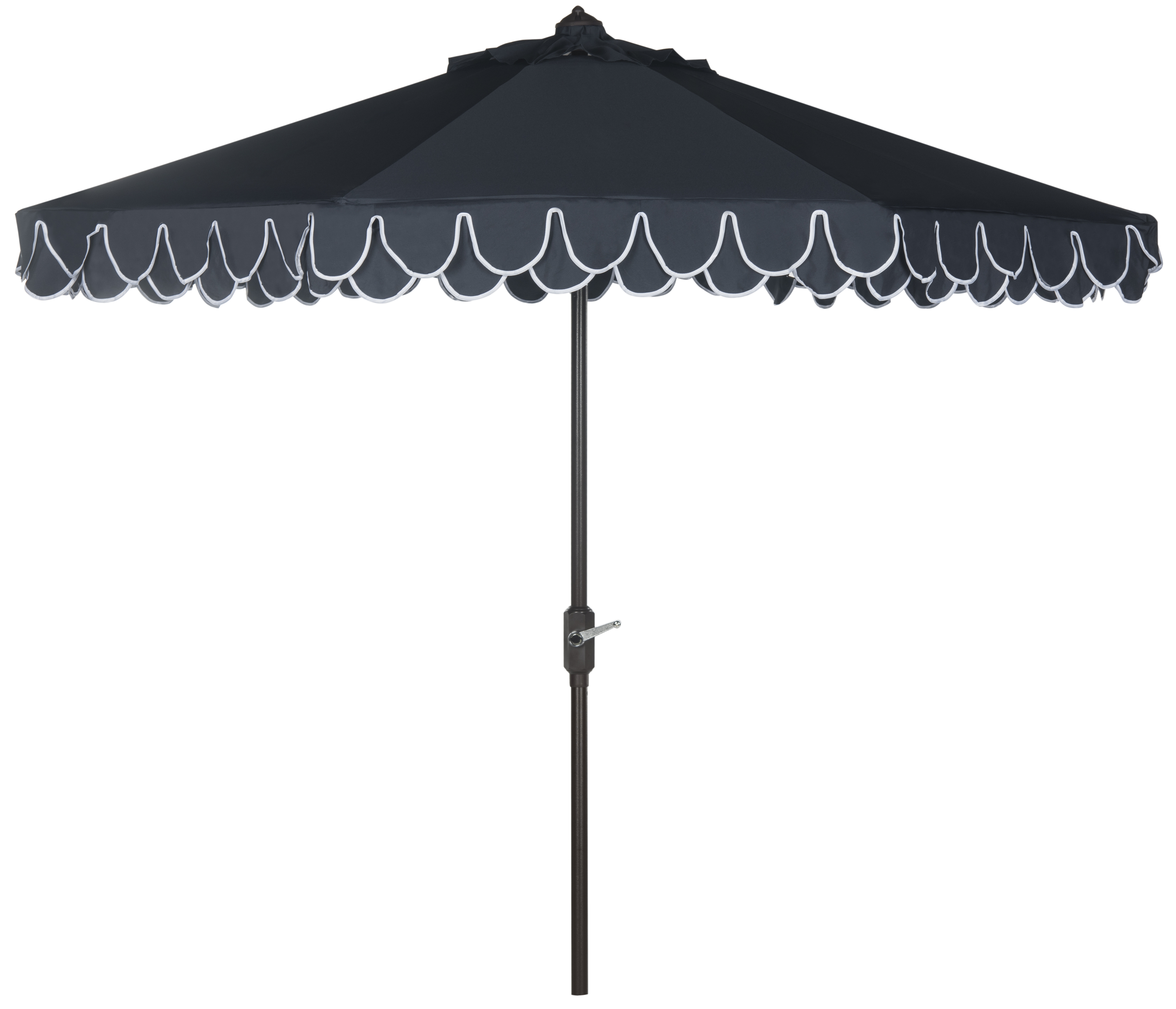 Uv Resistant Elegant Valance 9Ft Auto Tilt Umbrella - Navy/White - Arlo Home - Image 0