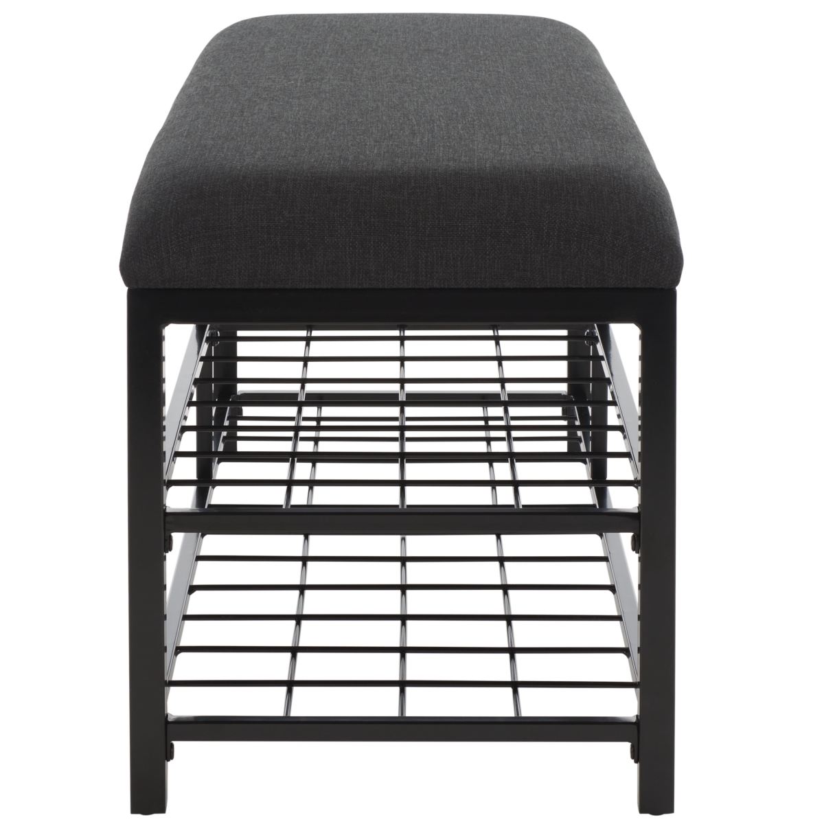 Milligan Open Shelf Bench With Cushion - Black - Safavieh - Image 6