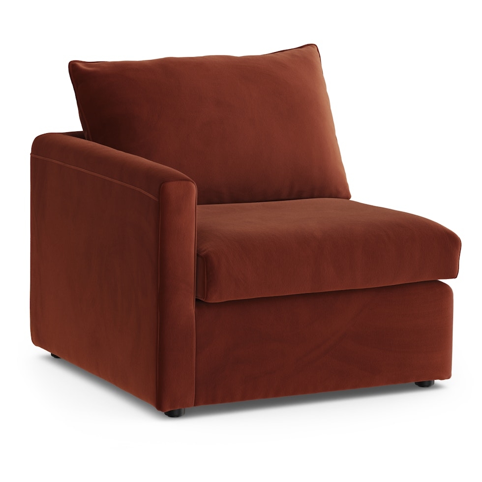Lenae 36.25" Velvet Left Arm Module - Hale Rust - Image 1