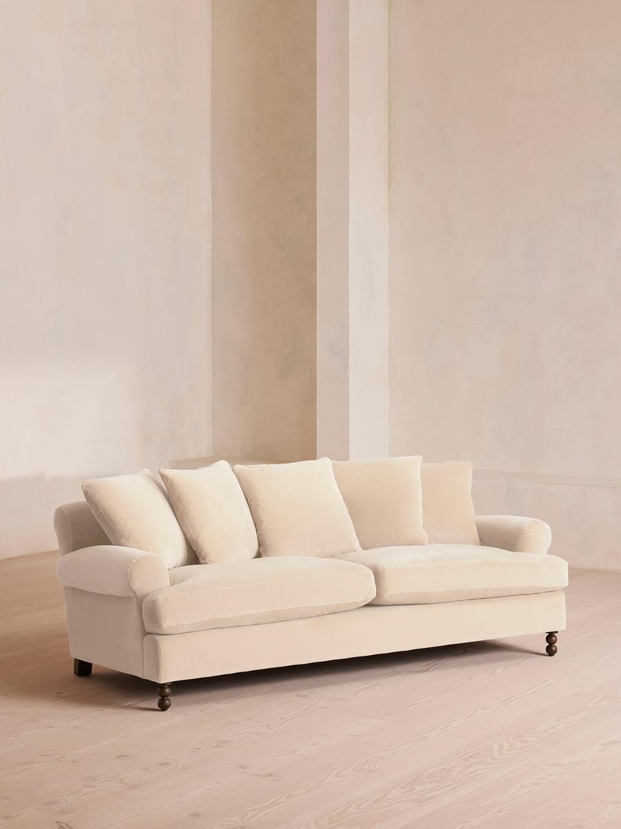 Audrey Three Seater Sofa, Velvet, Porcelain, US - Image 0