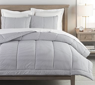 Wheaton Striped Percale Comforter, Full/Queen, Navy - Image 0