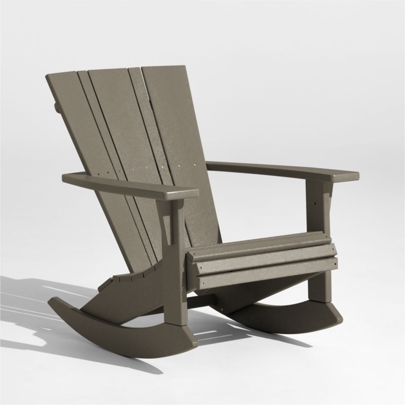 Vista Grey Outdoor Adirondack Rocking Chair by POLYWOOD® - Image 1