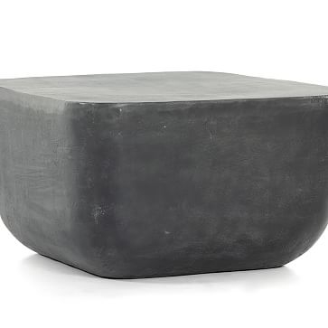 Aluminum Drum Square Outdoor Side Table- Grey - Image 1