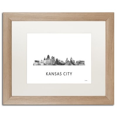 'Kansas City Missouri Skyline WB-BW' by Marlene Watson Picture Frame Graphic Art Print on Canvas - Image 0