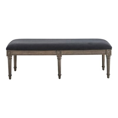 Bench With Velvet Upholstered Seat And 6 Legged Support, Gray - Image 0