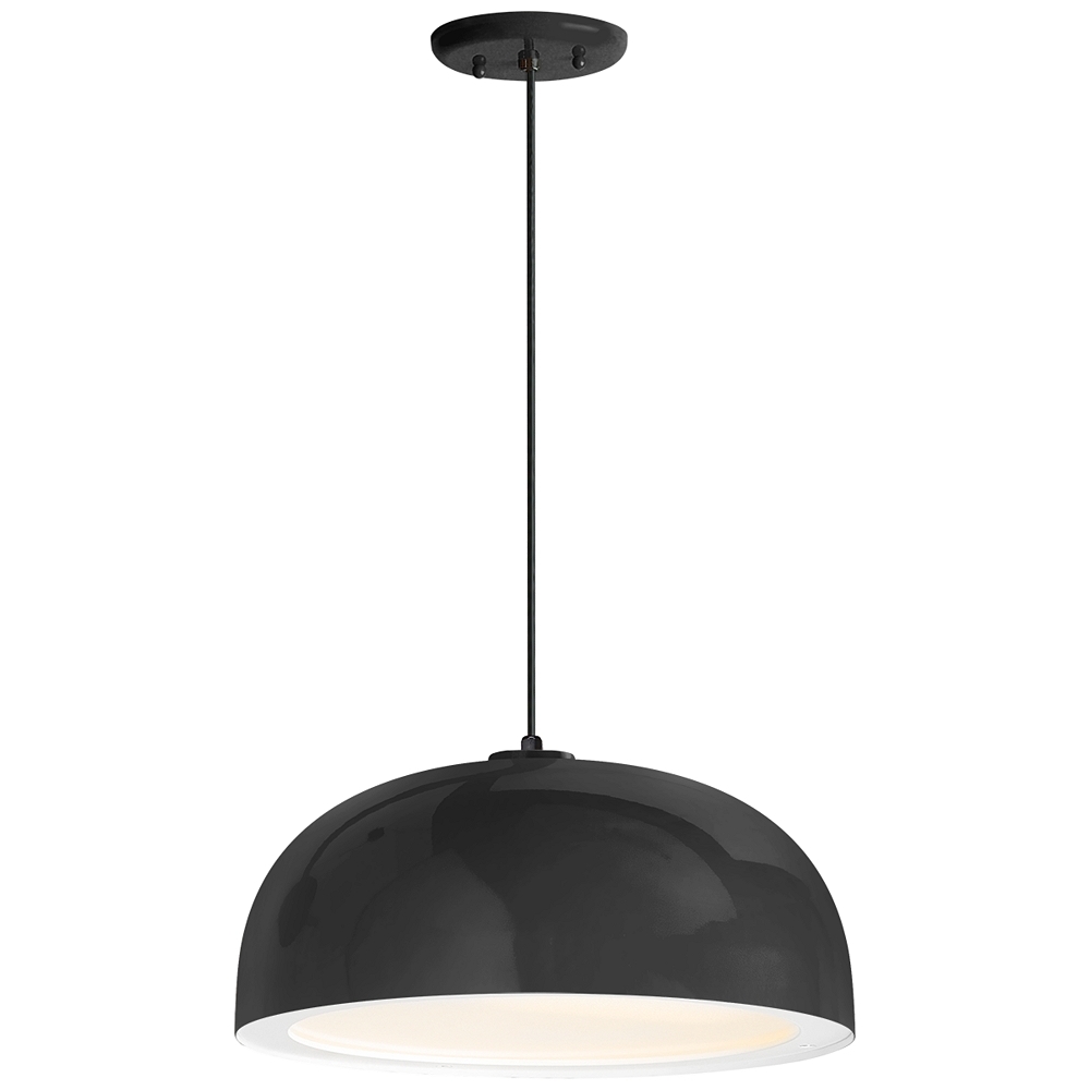Troy RLM Dome 16"W Black Pendant Light w/ Gloss White Lens - Style # 85N24 - Image 0