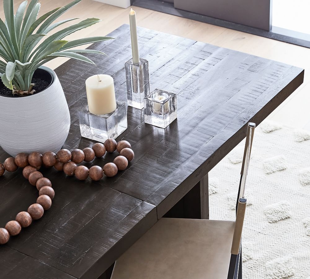 Rocklin Reclaimed Wood Extending Dining Table, Rustic Black - Image 5