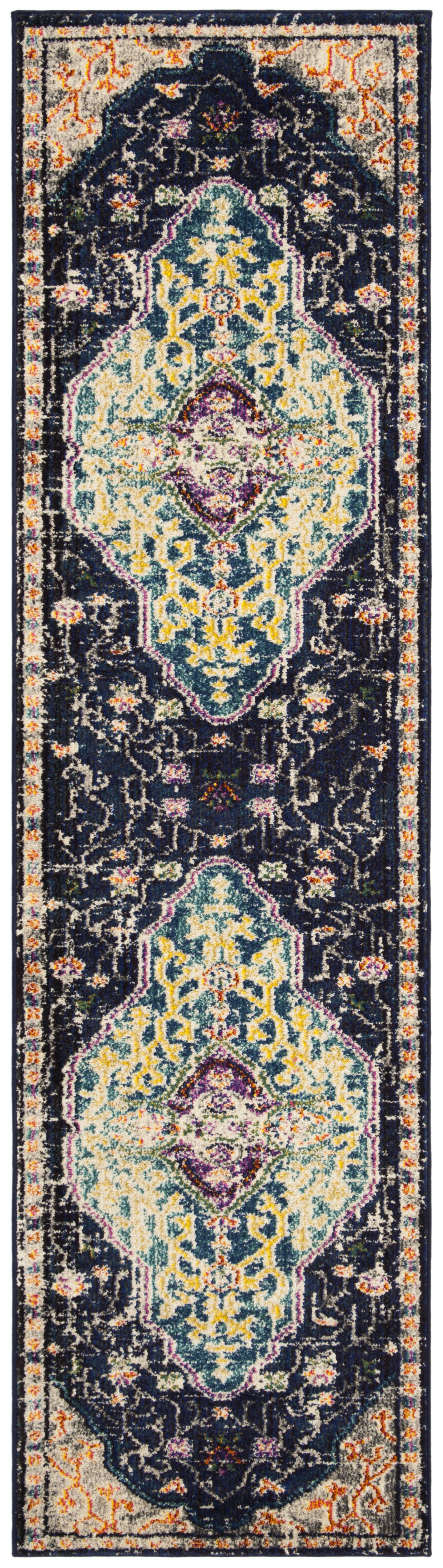 Arlo Home Woven Area Rug, MNC249Z, Black/Blue,  2' 2" X 8' - Image 0