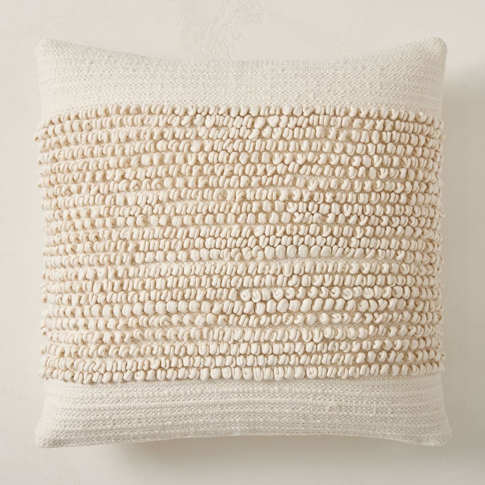 Soft Corded Banded Pillow Cover, 20"x20", Natural Canvas - Image 0
