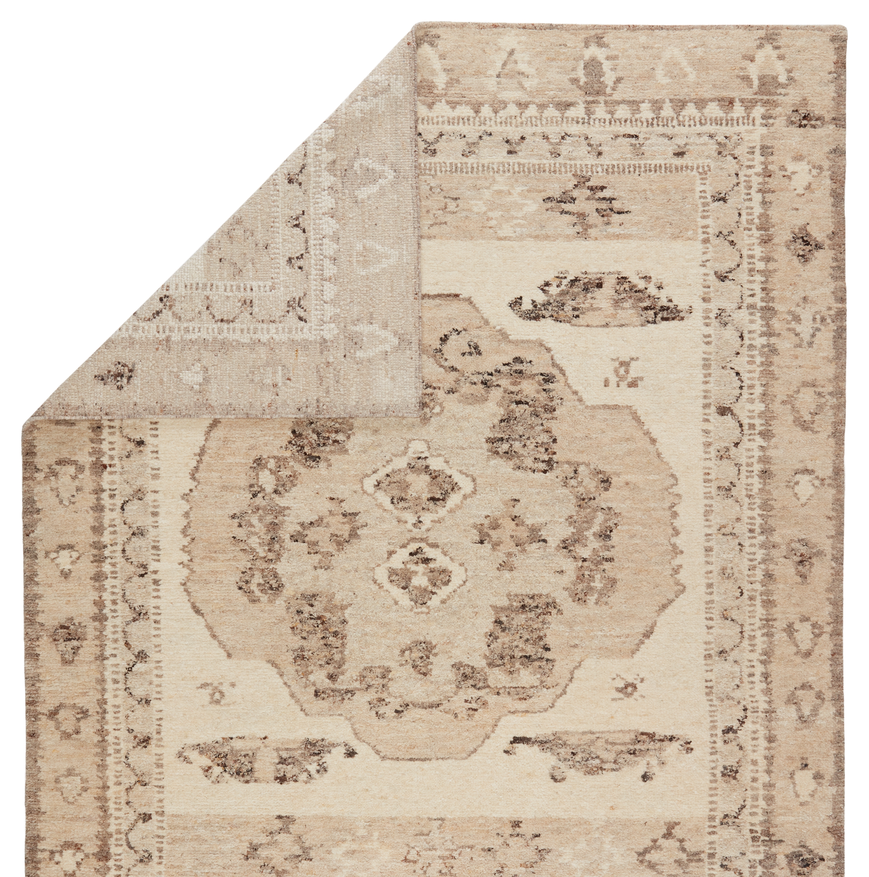 Solna Hand-Knotted Medallion Beige/ Brown Area Rug (9'X12') - Image 2
