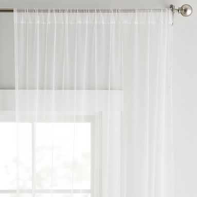 Tulle Sheer Curtain Panel, 84", White/Gold - Image 0