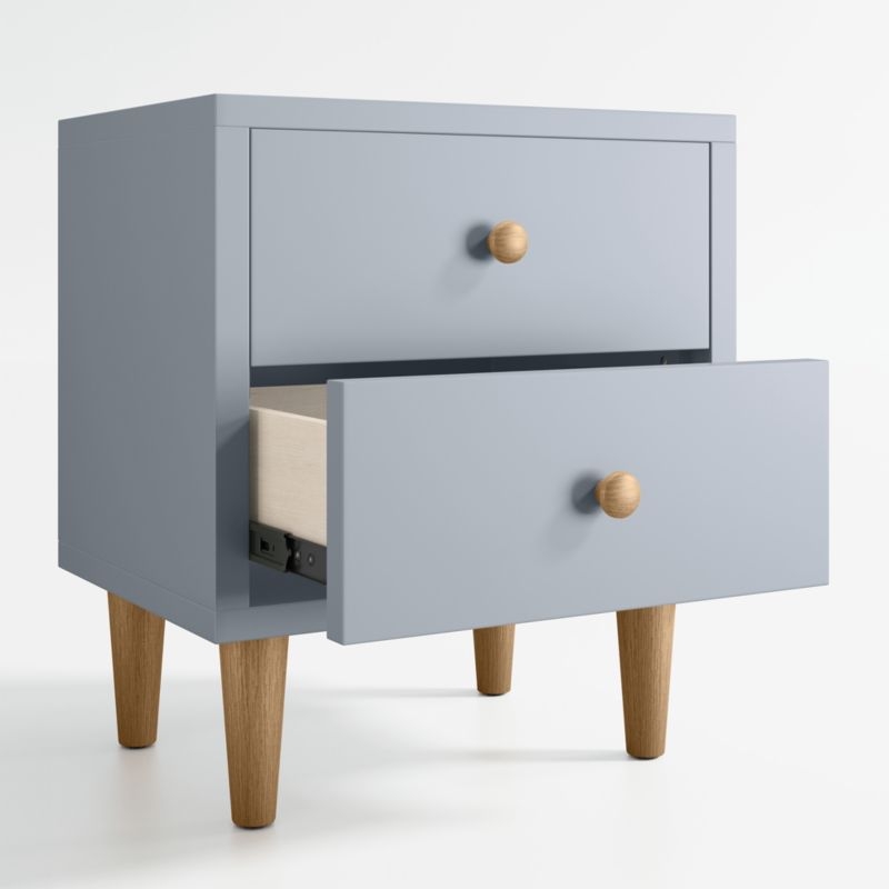 Finn Mist Blue Wood 2-Drawer Kids Nightstand - Image 2