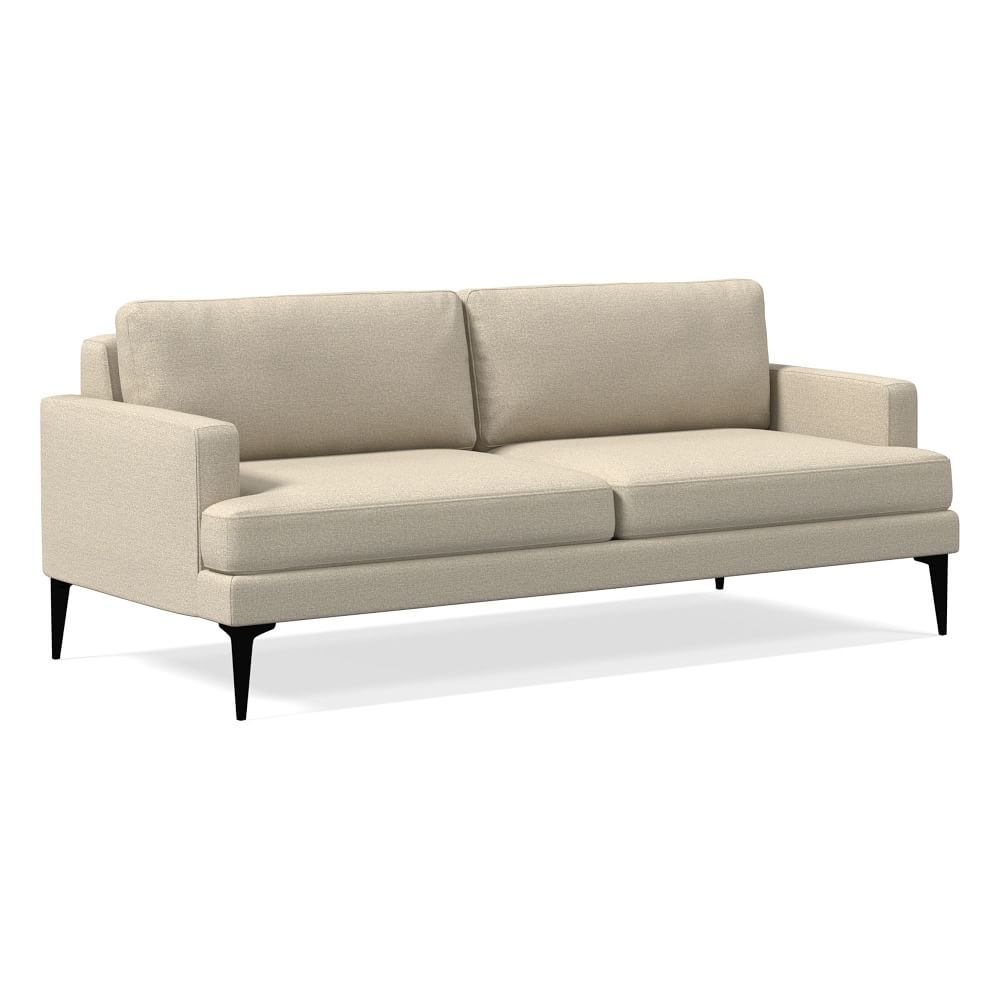 Andes 77" Multi-Seat Sofa, Petite Depth, Chenille Tweed, Dove, Dark Pewter - Image 0