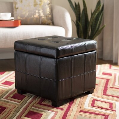 Graysie 18.3" Wide Faux Leather Tufted Square Ottoman with Storage - Image 0